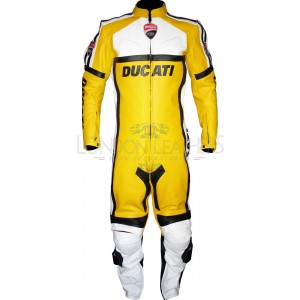 Ducati Corse Yellow Leather Motorcycle Suit